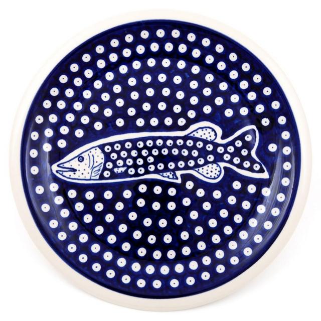 Polish Pottery DOTTY FISH 11" Stoneware Dinner Plate