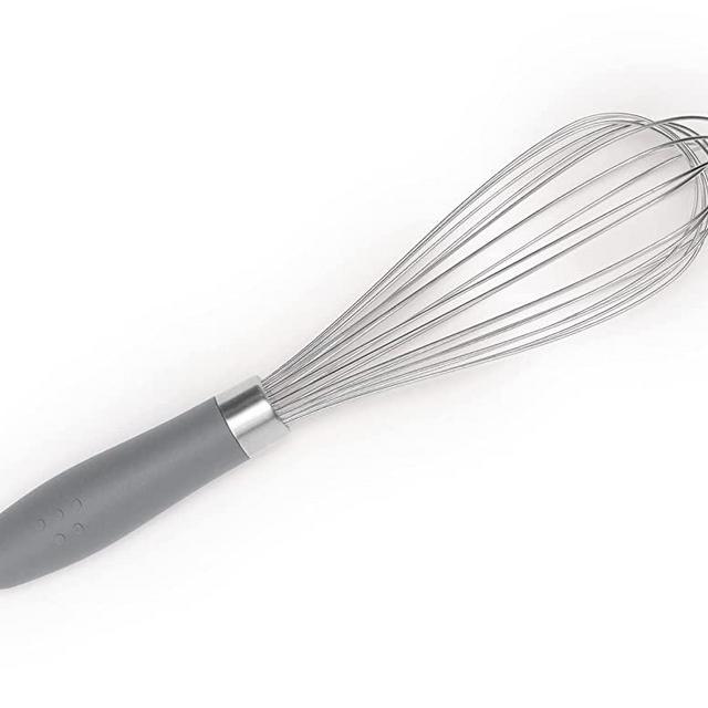 Misen Stainless Steel Whisk with Silicone Handle - Large Balloon Whisks for Cooking - Metal Whisk for Stirring & Mixing, Gray