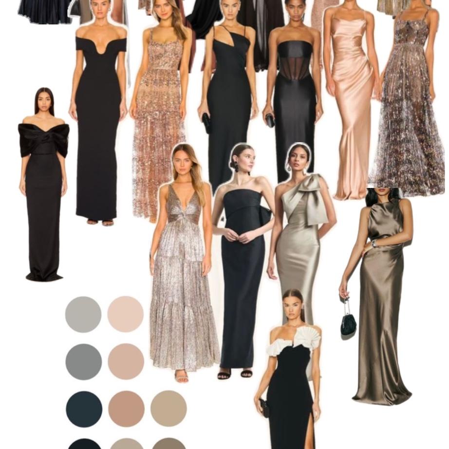 Example of the attire color scheme for the wedding day! Please refer to the FAQ page for further details