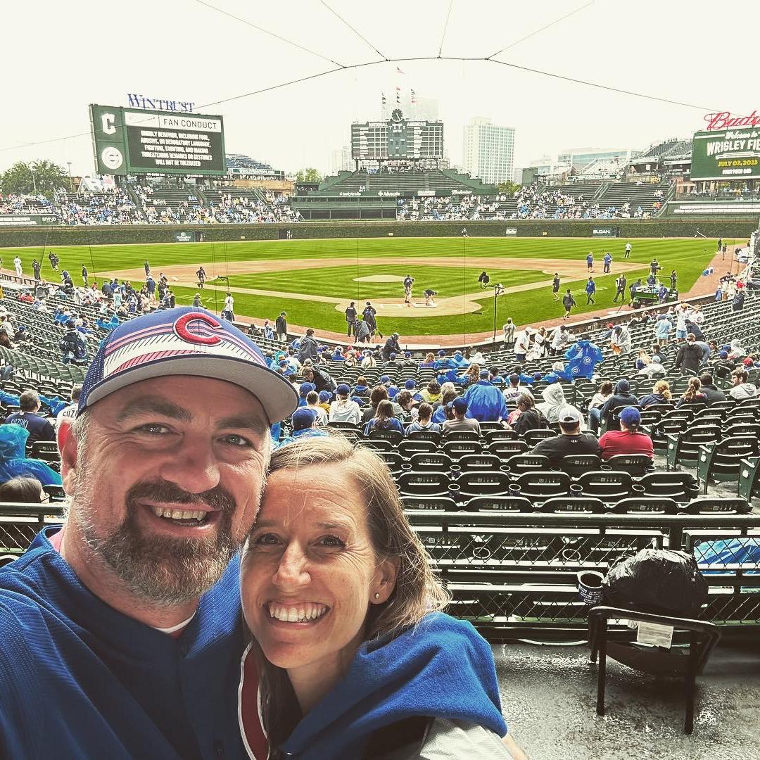 Finally at Wrigley! The cubs were the reason why Dave sent the initial message to Katie when they were matched on Hinge. They knew early on that it was meant to be!