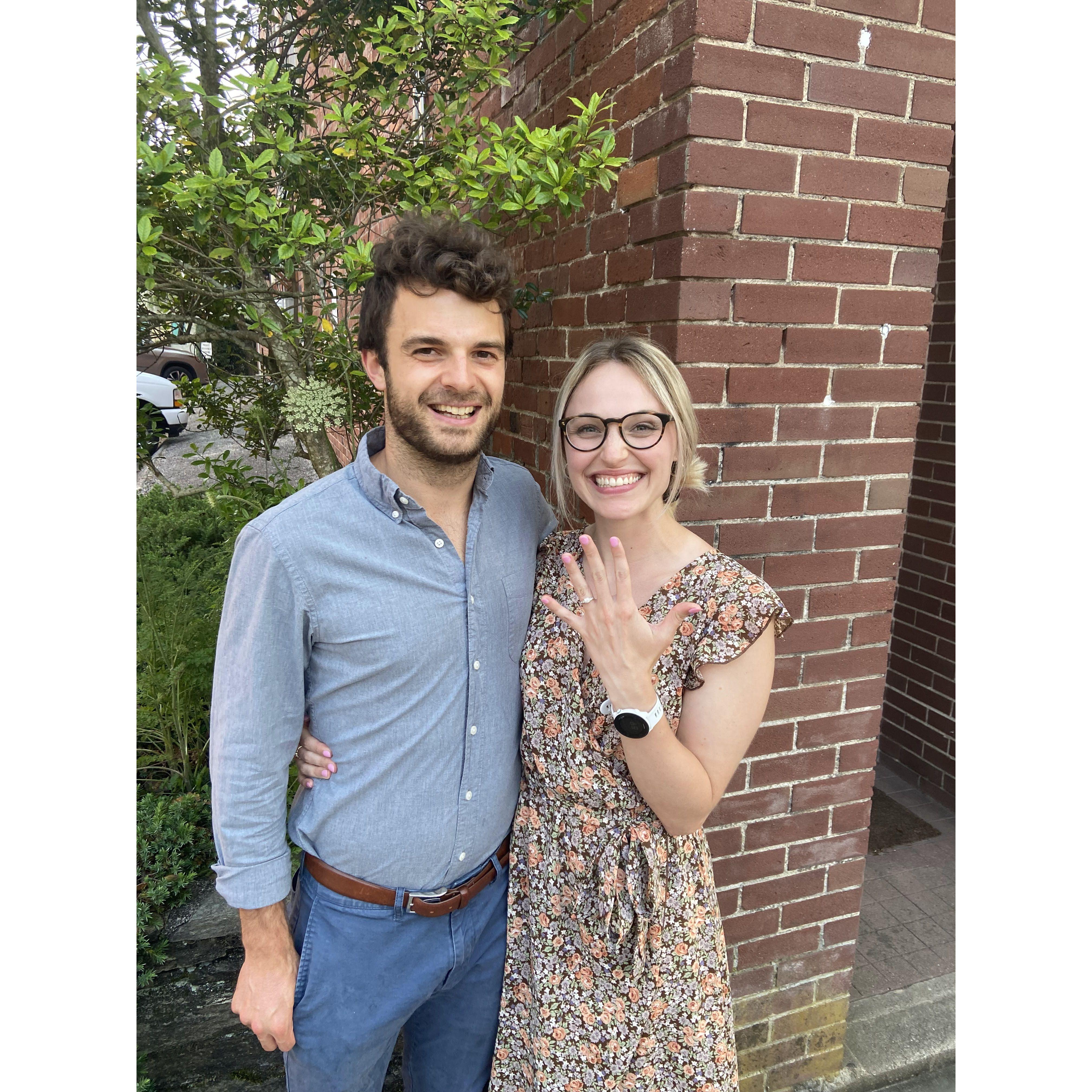Our first date as an engaged couple in Brevard, NC!