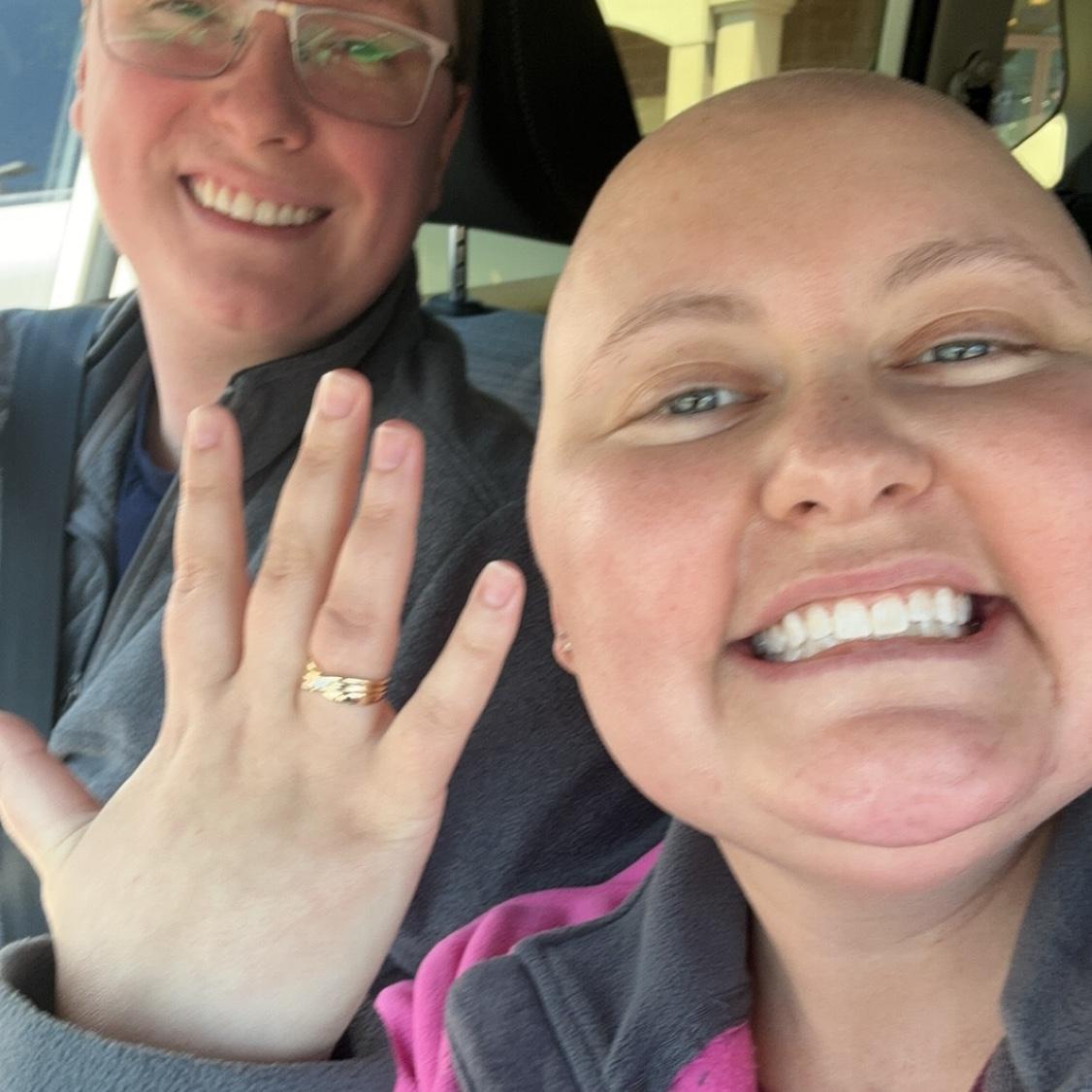 June 2024
John proposed with his mother’s wedding ring! We kept this moment private due to being in the thick of intense cancer treatment.