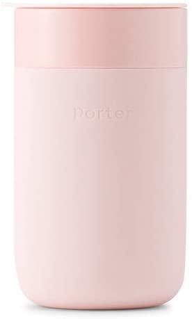 W&P Porter Ceramic Mug w/ Protective Silicone Sleeve, Blush 16 Ounces | On-the-Go | Reusable Cup for Coffee or Tea | Portable | Dishwasher Safe