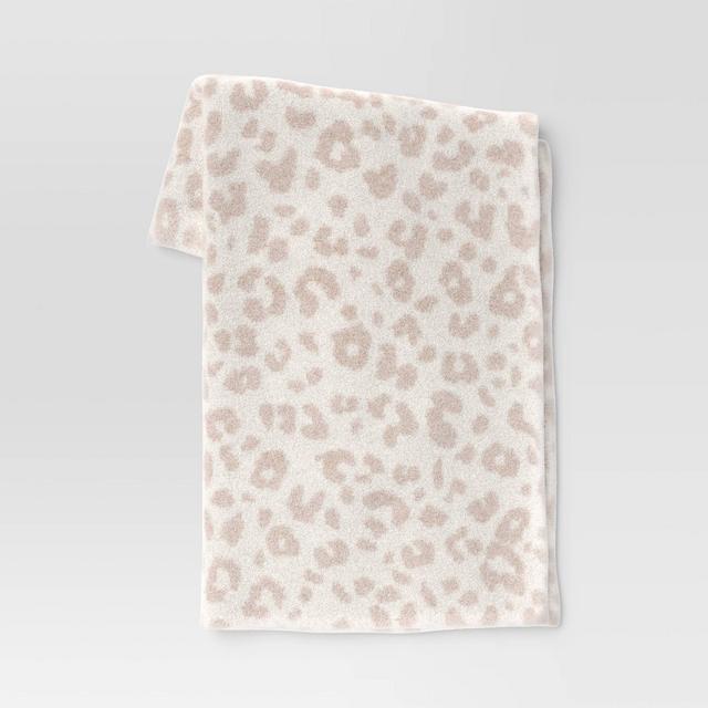 Cozy Feathery Knit Cheetah Throw Blanket Beige - Threshold™