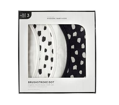 Brushstroke Dot Organic Muslin Burp Cloth Set