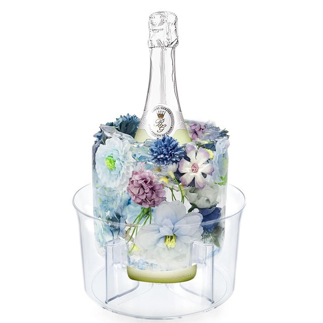 Ice Molds, Ice Bucket, Ice Mold Wine Bottle Chiller, DIY Champagne Cocktails Clear Bucket Freezer Chiller, Any Floral or Fruits Decoration for Party, Wedding and Celebration, Beautiful with Creative