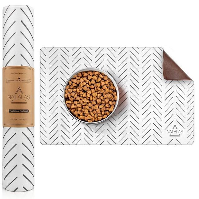 Nalalas Bohemian Pet Food Mat, Dog Food Mat, Cat Mat, Feeding Mat, Eco-Friendly and Non-Toxic, Easy to Clean Waterproof Nonslip Mat for Dog Bowls and Water, (17" x 30")