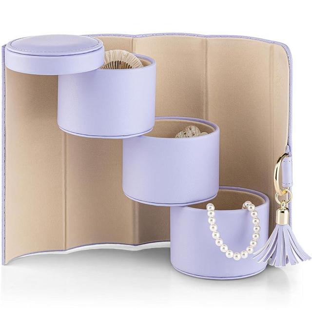 Vlando Travel Jewelry Case for Women, Travel Essential, Travel Must Haves Jewelry Travel Organizer for Girls, Christmas Gifts for Travelers Couples Mom Friends - Purple