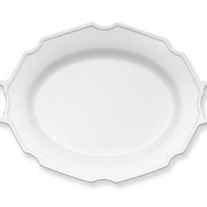 Antique White Platter With Handles Large