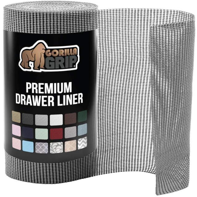 Gorilla Grip Original Drawer and Shelf Liner, Strong Grip, Non Adhesive, Easiest Install, 24 Inch x 20 FT Roll, Durable and Strong Liners, Drawers, Shelves, Cabinets, Storage, Kitchen for Desks, Gray