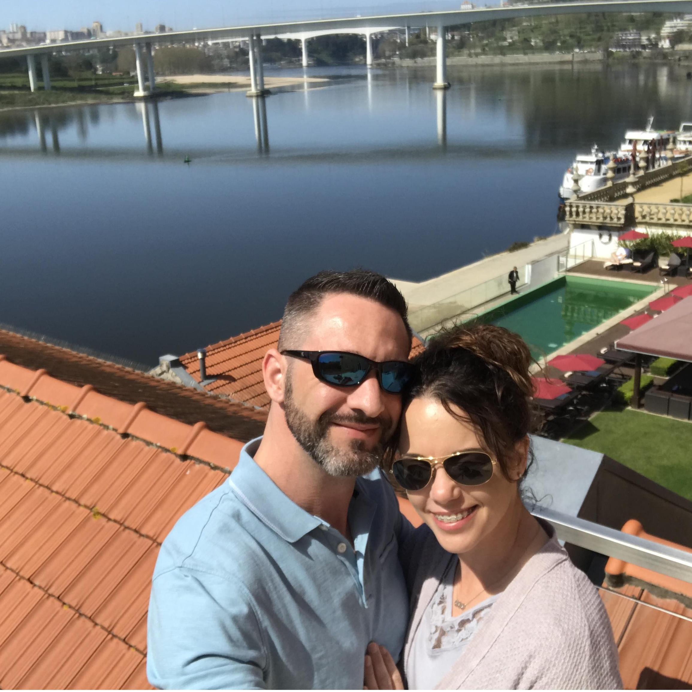 The private balcony of our room at the Pestana Palacio in Porto, Portugal.
