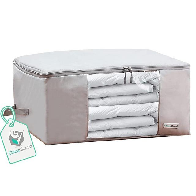 Comforter Storage Bag - Folding Organizer bag for King/Queen Comforters, Pillows, Blankets, Bedding/Quilt, Blanket, Duvet, Mothproof Space Saver; Large Collapsible Organizers, 24"x14"x11"