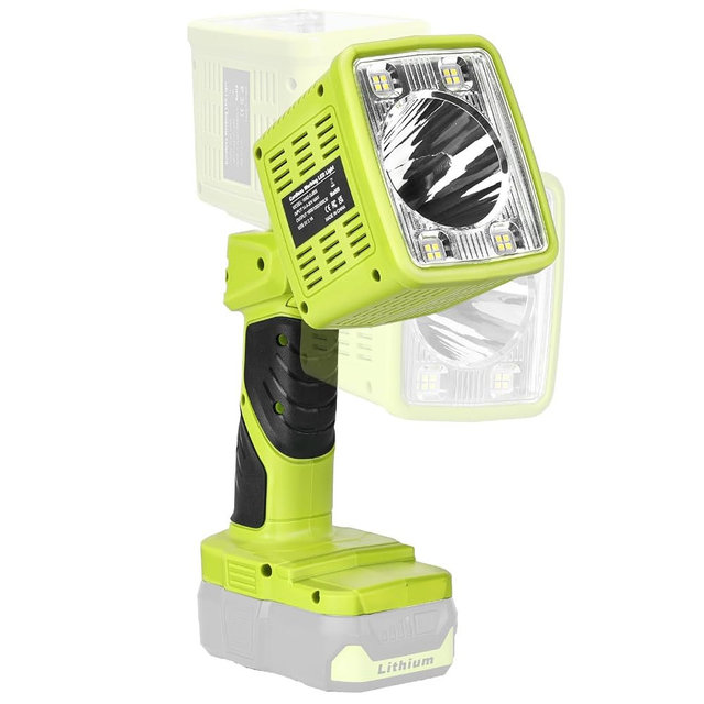 1600LM Flashlight for Ryobi ONE+ 18V Li-ion Ni-Cad Ni-Mh Battery, Portable Handheld Flashlight Project Light for Camping Workshop Garage Car Repairing, Emergency and Job Site(Battery not Included)