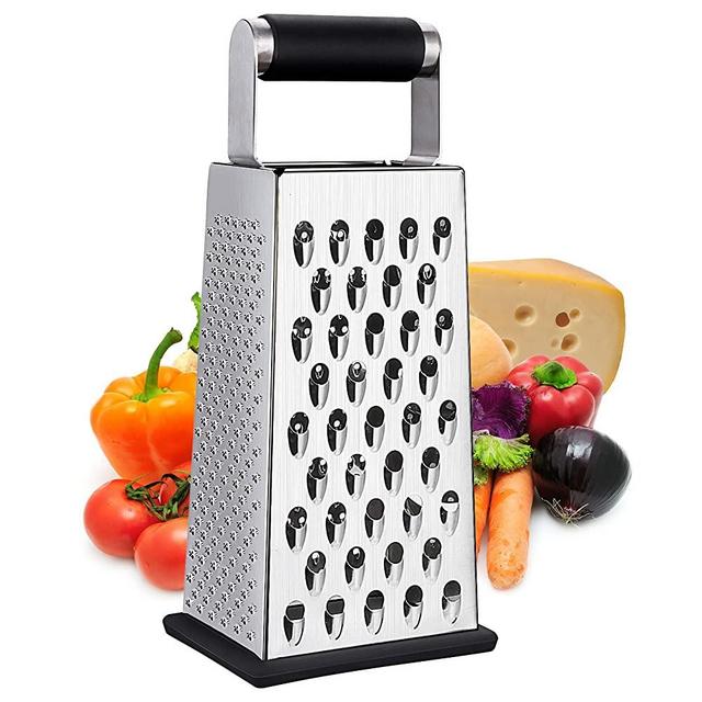 2 Pack, Cheese Box Grater & Handheld Cheese Grater Set, Stainless steel  Vegetable Slicer Food Shredder 4-Sided Convenience Gadgets with Lemon  Zester