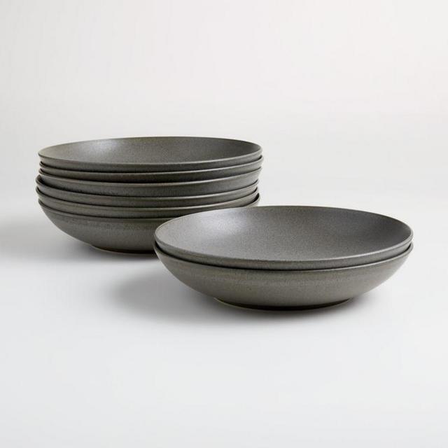 Craft 10" Charcoal Grey Low Bowls, Set of 8