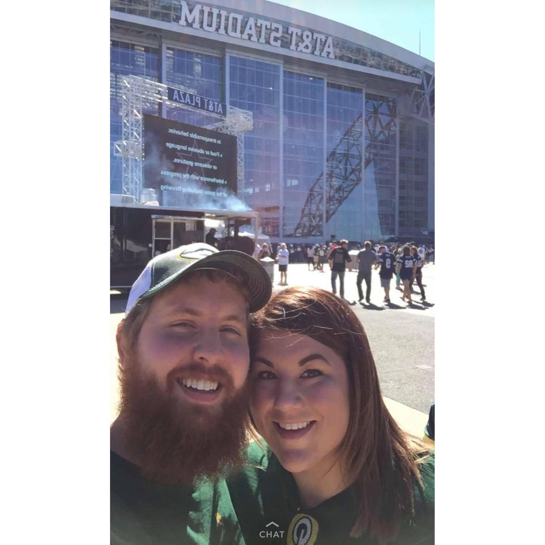 Our first NFL game...my dad would kill me knowing I wore a Green Bay shirt... Sorry dad! The things we do for love! SKOL!