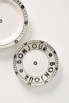 Bistro Tile Bonjour Bread Plates, Set of 4