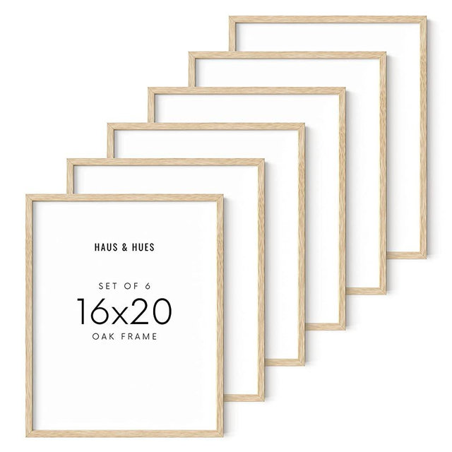 Haus and Hues 16"x20" Beige Oak Wood Picture Frame Set of 6 - 16x20 Wood Picture Frame, 16x20 Frames 6 Pack, 16x20 Poster Frame, 16x20 Frame Wood, 16 by 20 Picture Frames, Set of 6 Frames 16x20 Frame Only (Beige Oak)