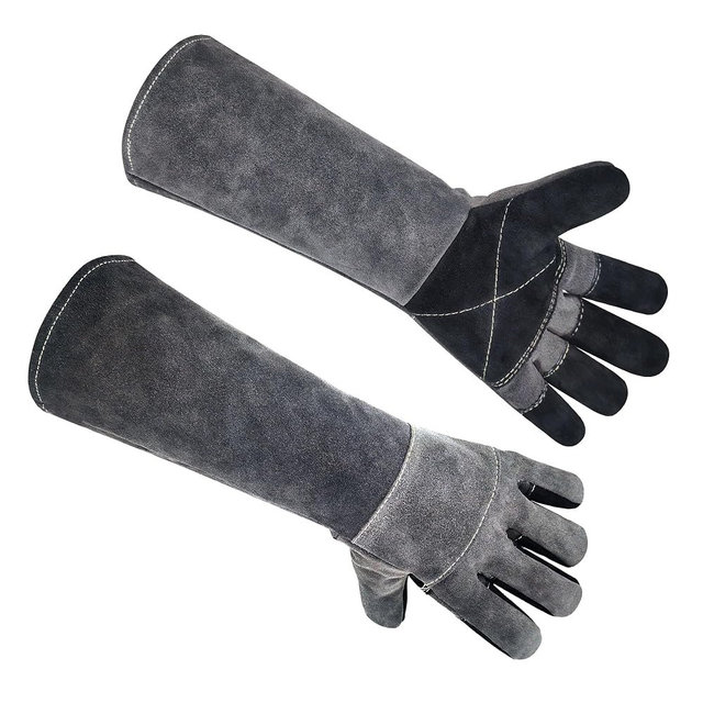 MOUTCLMB Long Welding Gloves 23.6 Inches 932℉,Heat/Fire Resistant Leather For Mig, Tig, Stick, Forge, BBQ, Grill, Fireplace