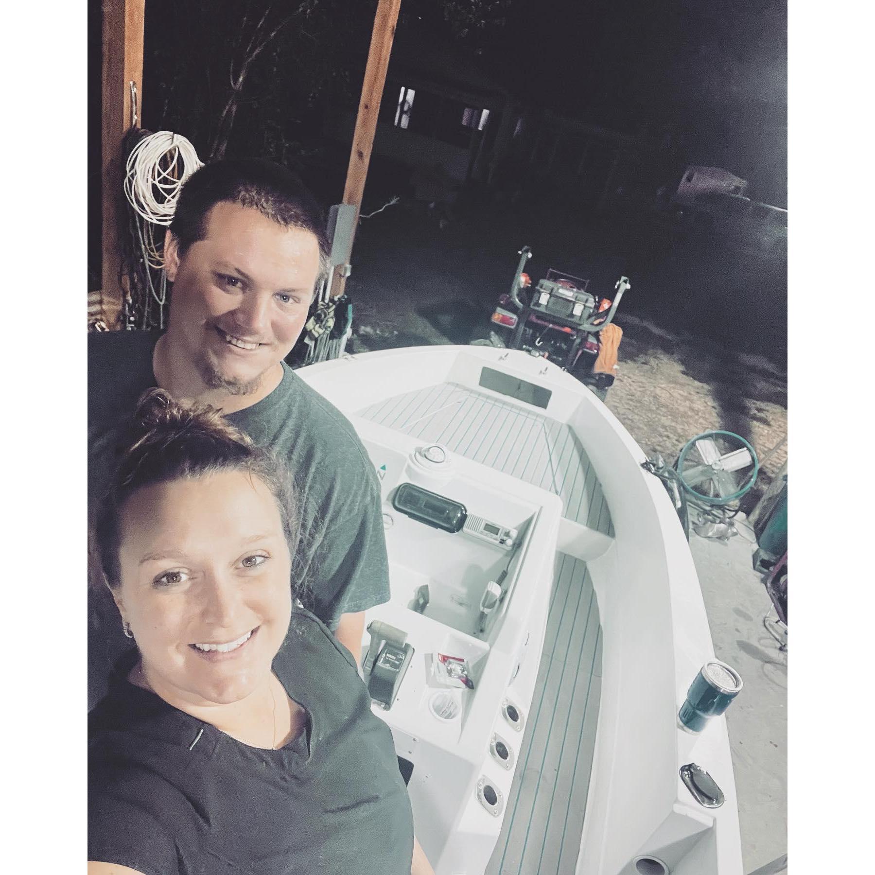 The night the boat was completed & me not knowing he was shortly after going to propose to me on this very same boat