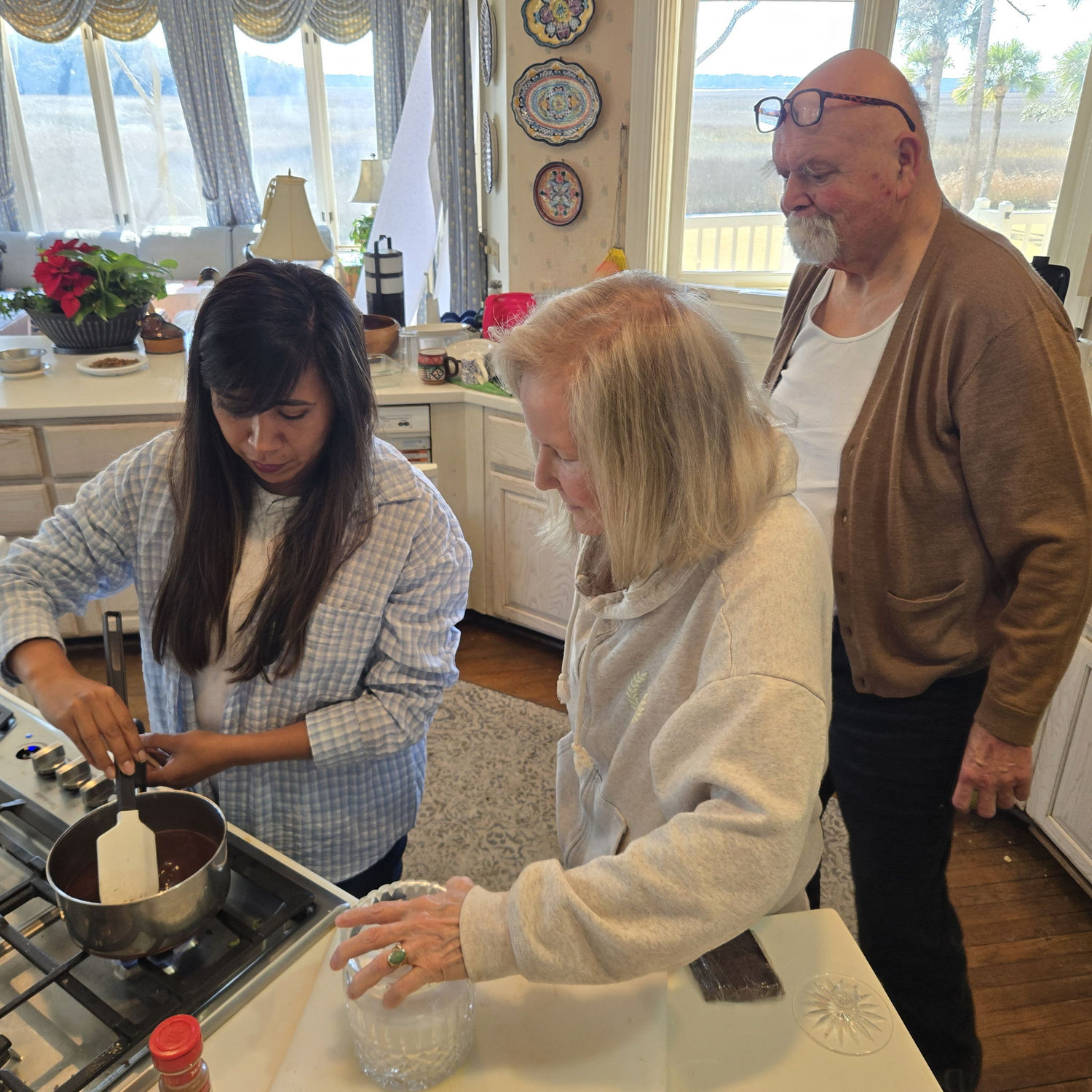 Making hot chocolate for the Dodsworths. Real cocoa