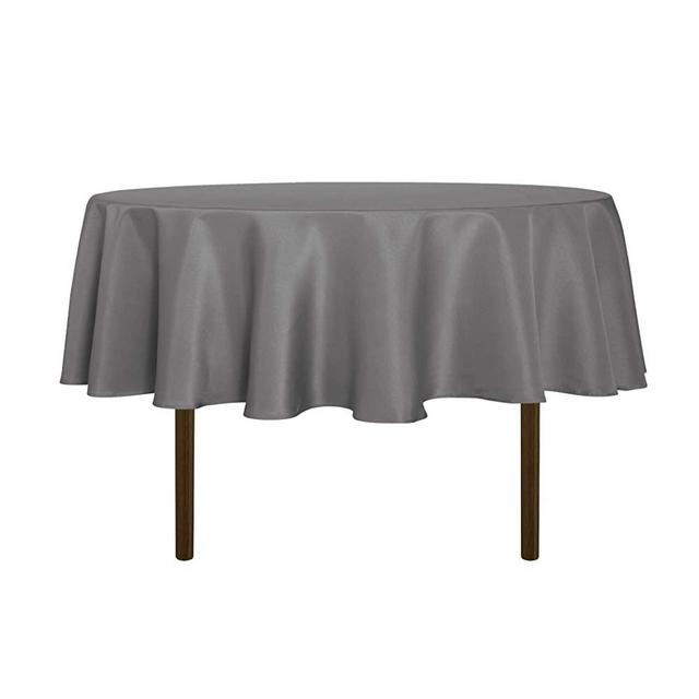 sancua Round Tablecloth - 60 Inch - Water Resistant Spill Proof Washable Polyester Table Cloth Decorative Fabric Table Cover for Dining Table, Buffet Parties and Camping, Light Grey