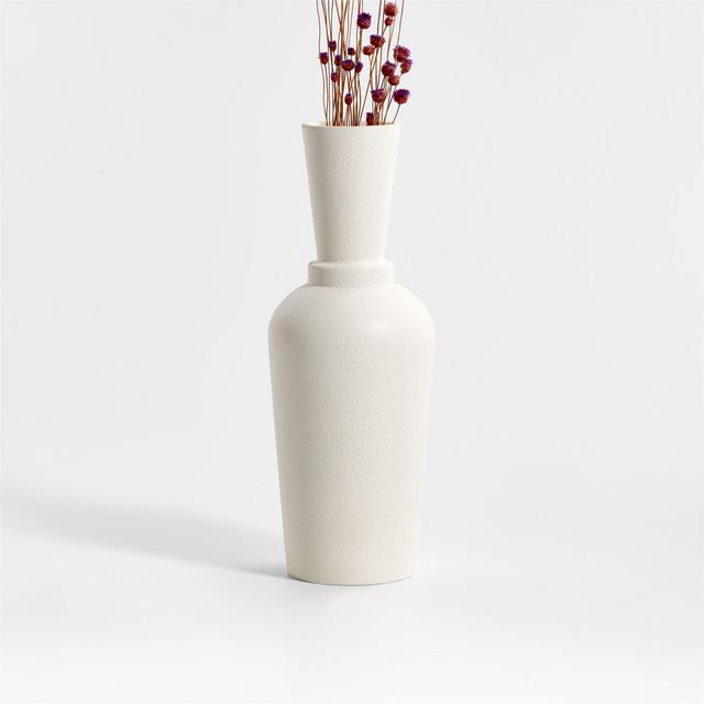Warrick Funnel Neck White Vase 10"