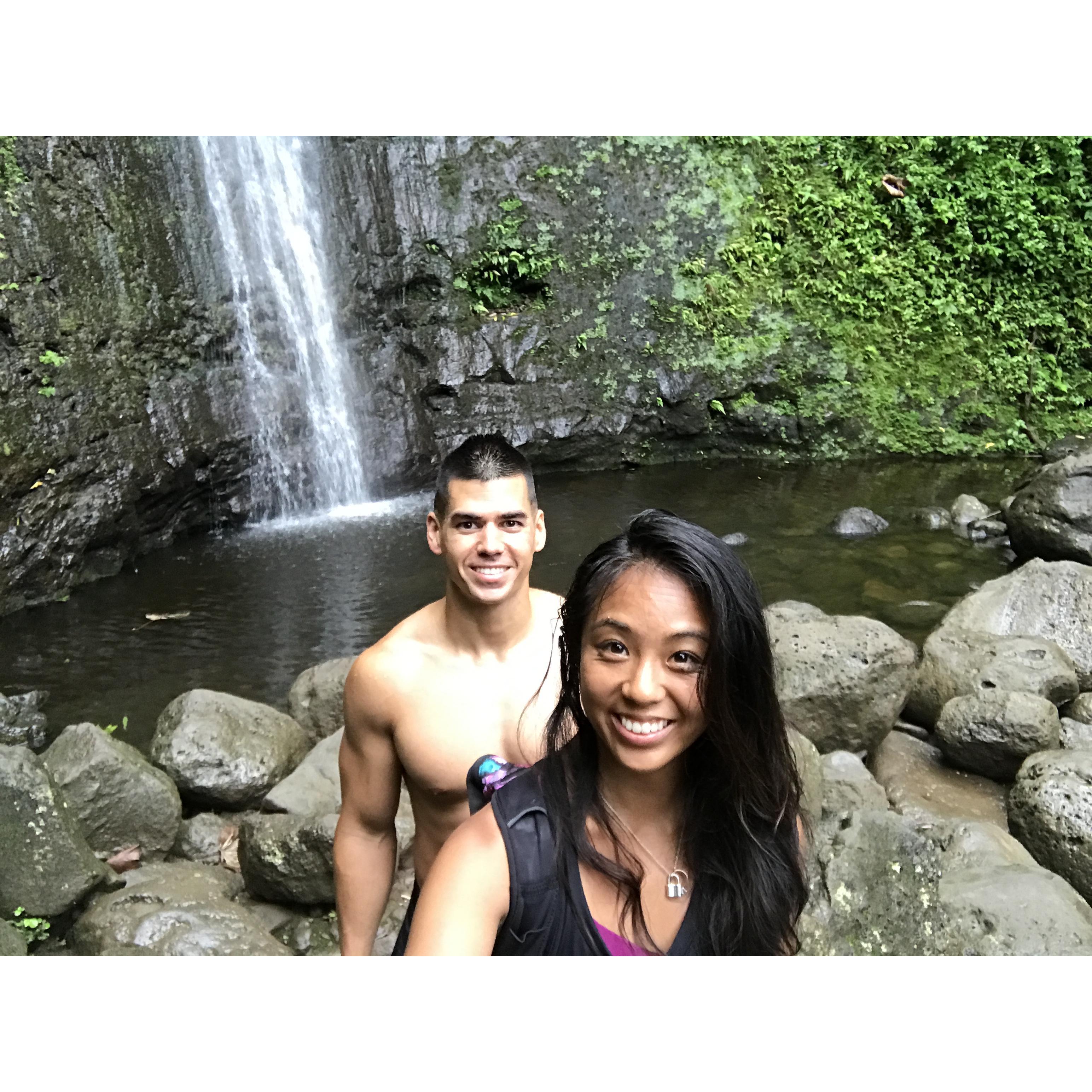 Hiked the Manoa Falls trail in Oahu and took a dip in the waterfall