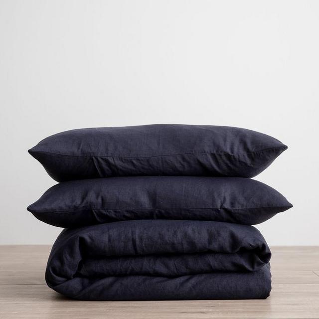 Linen Duvet Cover Set - Navy