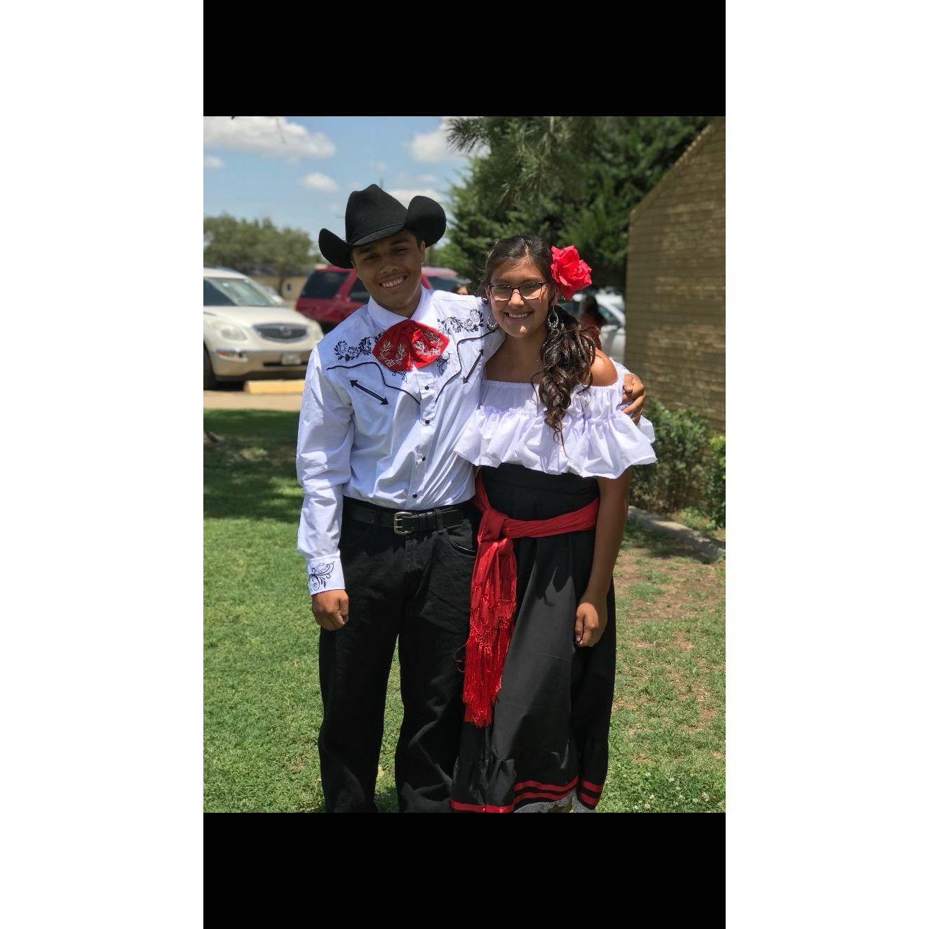 At Vanessa Ramirez Quince all dressed up to be her Dama and Chambelan.