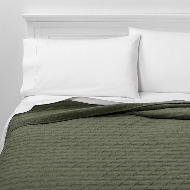 Full/Queen Triangle Stitched Jersey Quilt Olive - Project 62™ + Nate Berkus™