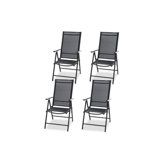 4pc Adjustable Patio Folding Chairs - Black - Captiva Designs