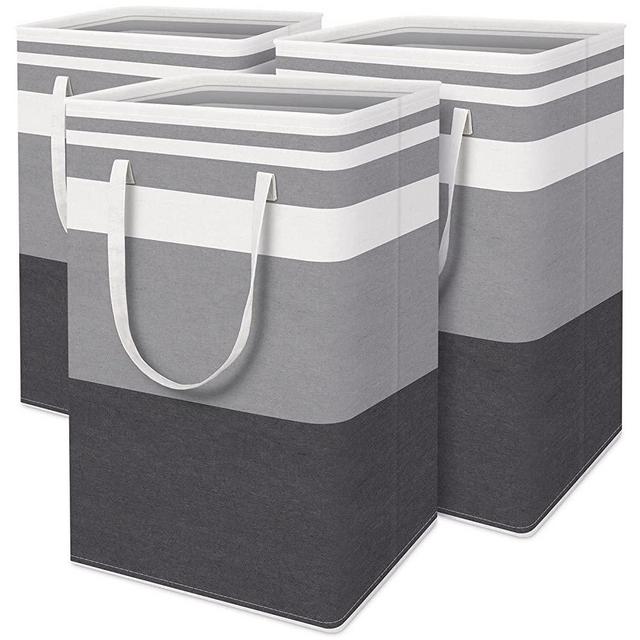 HomeHacks 3-Pack Large Laundry Basket,75L Each Waterproof, Freestanding Laundry Hamper, Collapsible Tall Clothes Hamper with Extended Handles for Clothes Toys in the Dorm and Family,Gradient Grey