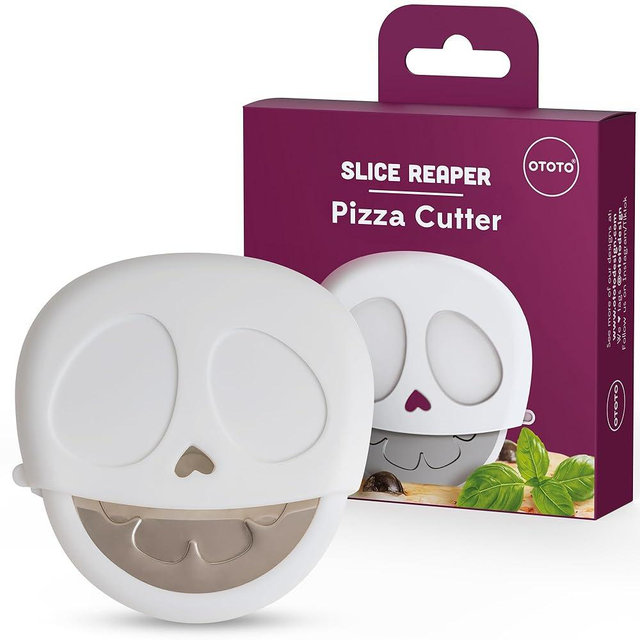 NEW - OTOTO Slice Reaper Pizza Cutter Wheel - Funny Gifts, Grim Reaper Halloween Gifts Cute Kitchen Accessories, Pizza Slicer with Cover, Kitchen Gothic Spooky Gifts, Nonstick Stainless Steel Handheld