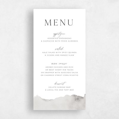 Pewter Gray, Grey Wedding Menu - Cello