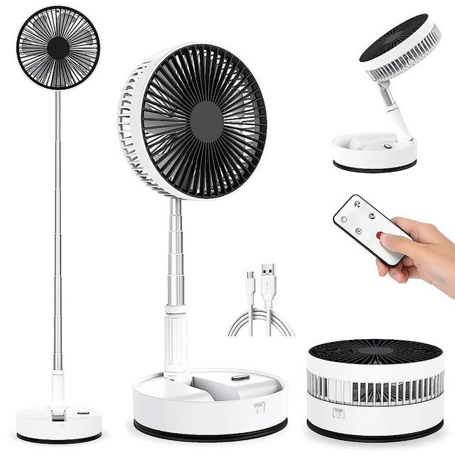 LIPETY Foldable Oscillating Standing Fan with Remote, 8" Portable Table Quiet Fan, 7200mah Rechargeable USB C Folded Floor Fan, Pedestal Fans for Room Bedroom Office Camp Travel