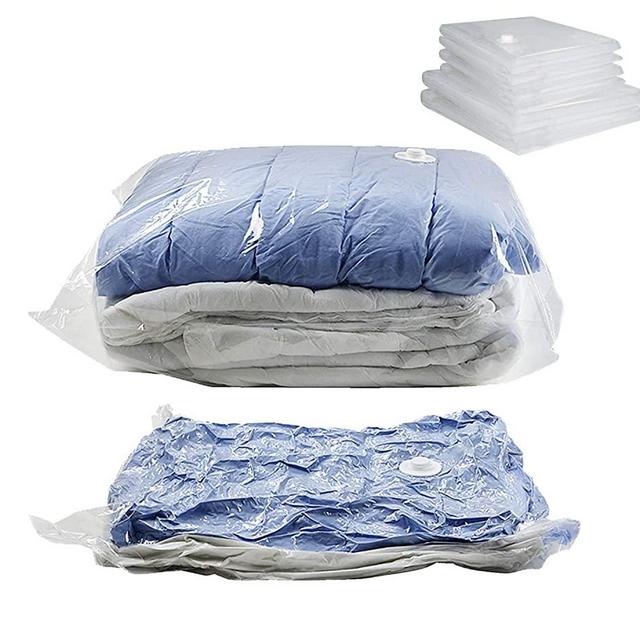 VICARKO Space Saver Vacuum Seal Storage Bags, for Cloths, Comforters and Blankets, Compression Bags, Combo 6 -Pack (4 Large, 2 Jumbo), White