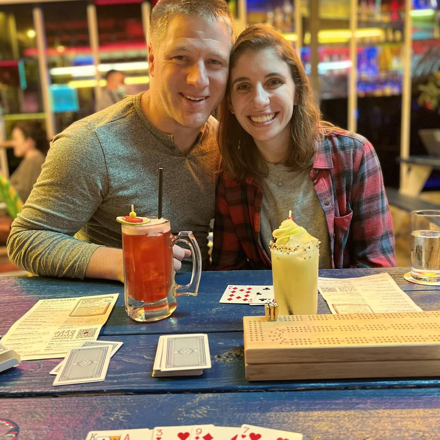 Showing Mike around Houston. Can’t forget cribbage wherever we go!