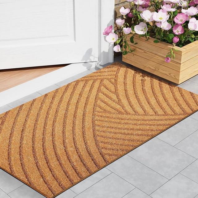Door Mat Outdoor Welcome Mats: Artificial Coir Doormat for Indoor Outdoor Outside Home Entrance - Front Door Mat Non-Slip Backing Durable Fall Mat for Porch Entryway Floor Decor (Rippled, 24"x 36")