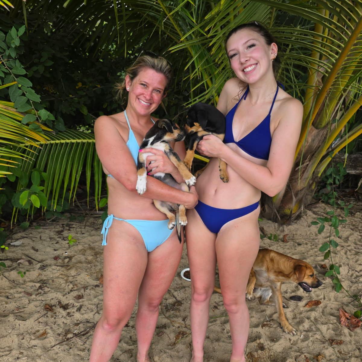 Mia & Jess w/ the most adorable Puerto Rico beach pups!