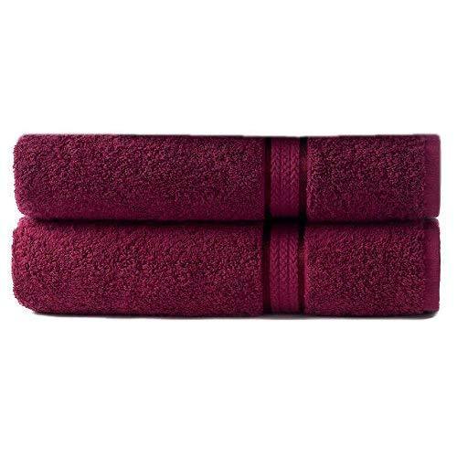 Cotton Craft - 2 Pack Ultra Soft Oversized Extra Large Bath Sheet 35x70 Burgundy - Weighs 33 Ounces - 100% Pure Ringspun Cotton - Luxurious Rayon trim - Ideal for everyday use - Easy care machine wash