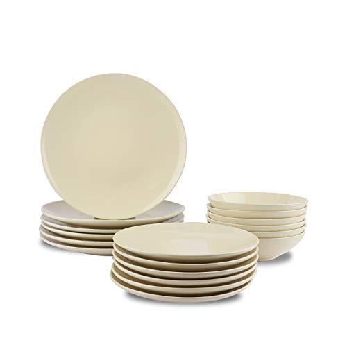 AmazonBasics 18-Piece Stoneware Dinnerware Set - Cream, Service for 6