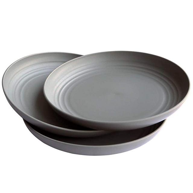 Greenandlife 3pcs/7.8inch Dishwasher & Microwave Safe Dinner Plates - Lightweight & Unbreakable,Non-toxin, BPA free and Healthy for Kids Children Toddler & Adult (grey)