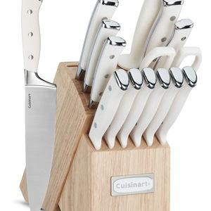 Cuisinart 15-Piece Knife Set with Block, High Carbon Stainless Steel, Forged Triple Rivet, Natural C77CTR-15P