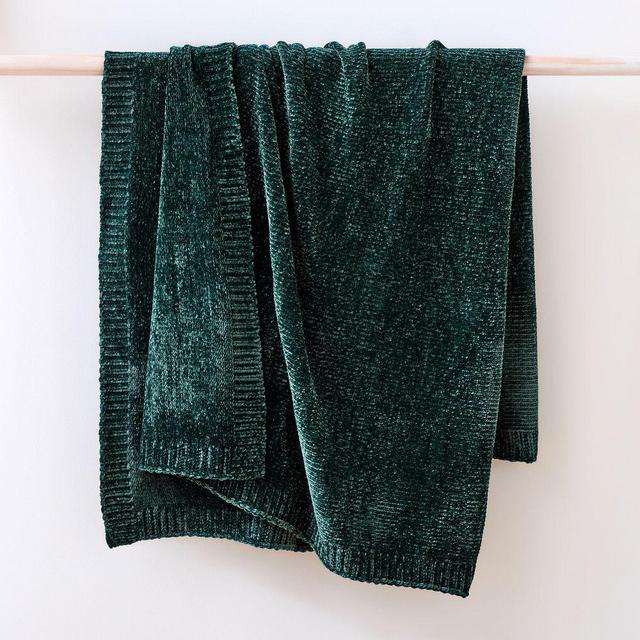 Luxe Chenille Throw, Botanical Green, 50"x60"