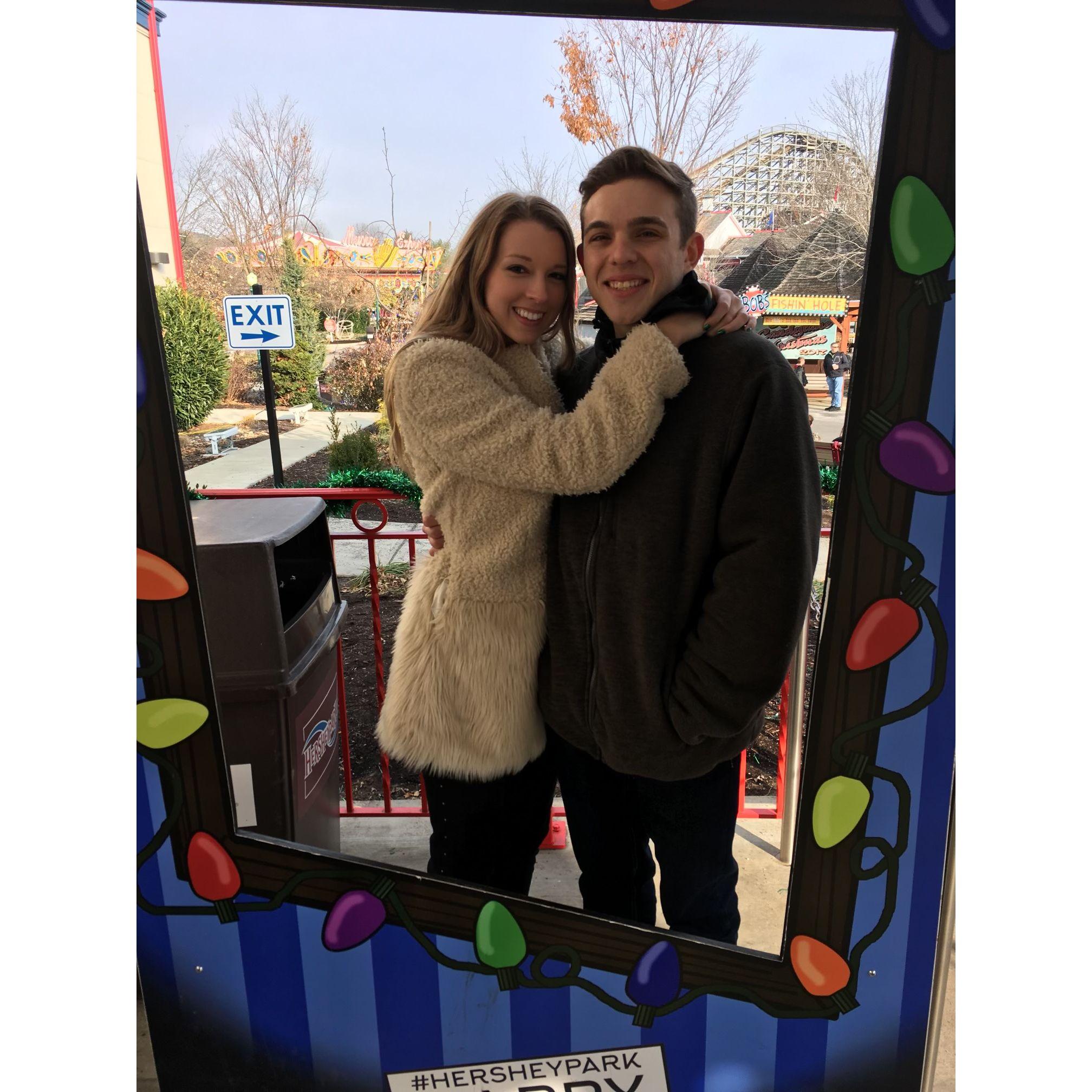 Taken at Hershey Park during Hunter's visit to Lancaster, Pennsylvania on winter break