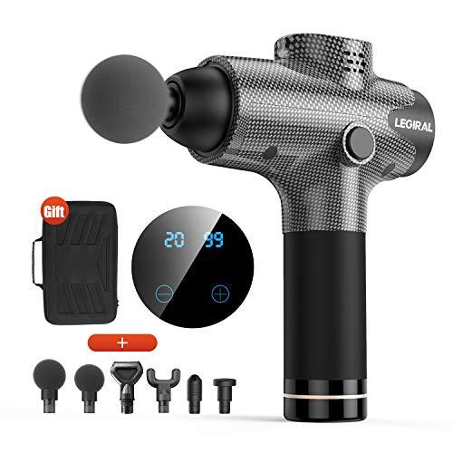 Massage Gun for Athletes, Portable Body Muscle Massager Professional Deep Tissue Massage Gun for Pain Relief with 6 Massage Heads 20 Speed High-Intensity Vibration Rechargeable Legiral Le3 Massage Gun