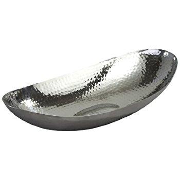 Elegance Hammered 13-1/2 by 7 by 3-Inch Stainless Steel Oval Fruit Bowl, Model 72652