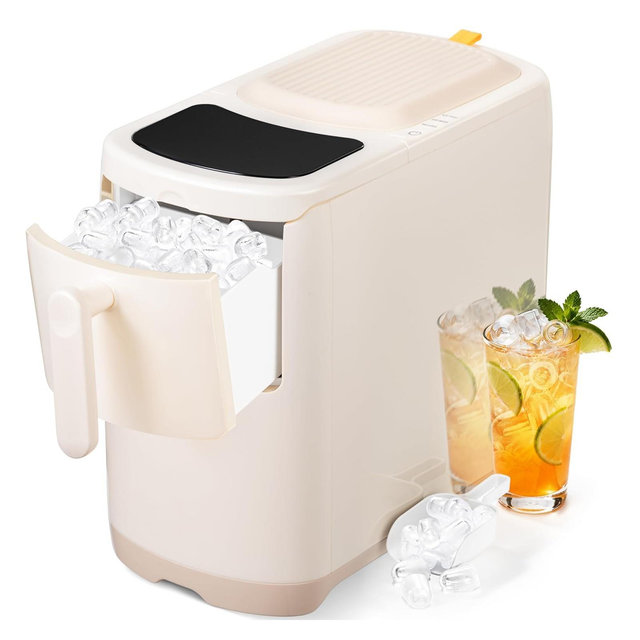 ZAFRO Portable Countertop Ice Maker with Self-Cleaning, 18Lbs/24H, One-Touch Operation, Ice Scoop for Home