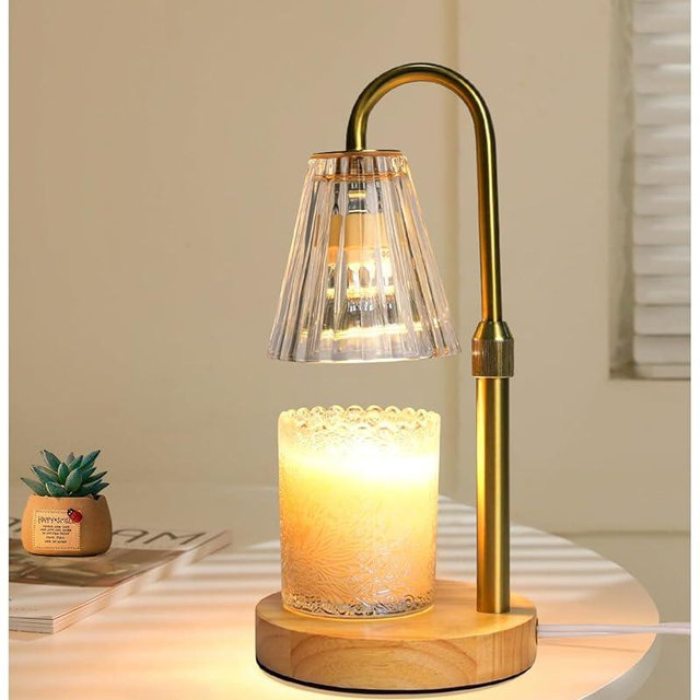 Elenhome Candle Warmer Lamp with Adjustable Height, Glass Candle Lamp Warmer for Jar Candles for Jar Candles, Candle Lamp for Jar Candles, Electric Candle Warmer for Home Bedroom Decor with 2 Bulbs